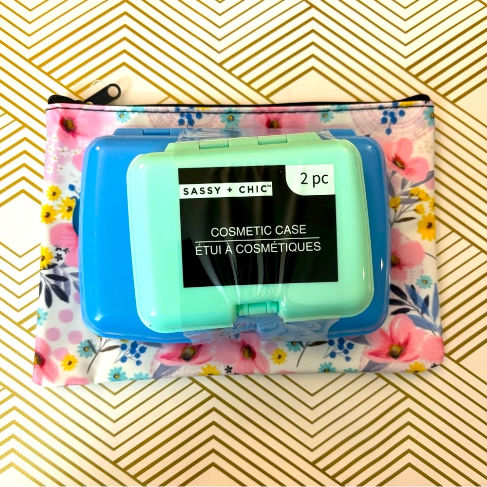 Two Small size cosmetic cases and zipper bag